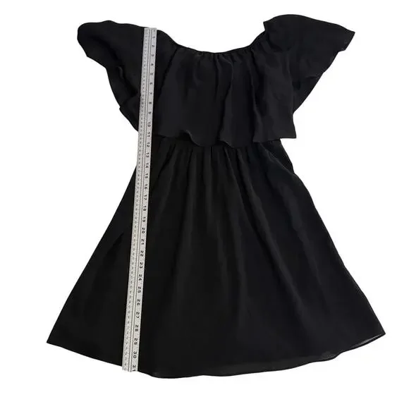 ALICE + OLIVIA Black Dora Off the Shoulder 100% Silk Tube Dress Size 0 - Picture 3 of 7